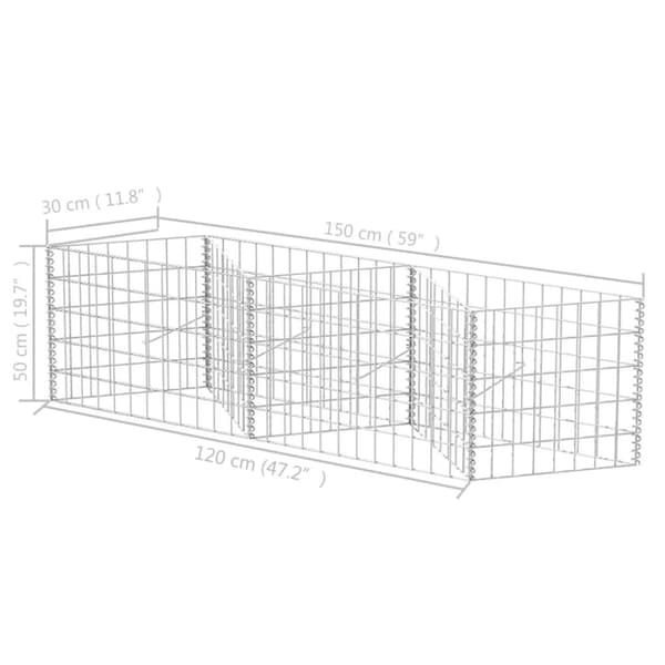 vidaXL gabionkurv galvaniseret stål 120 x 30 x 50 cm - Havehegn