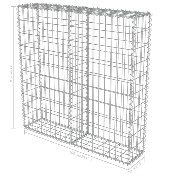 vidaXL Gabion-kivikori kansilla galvanoitu teräs 100x20x100 cm -  Aitapaneelit