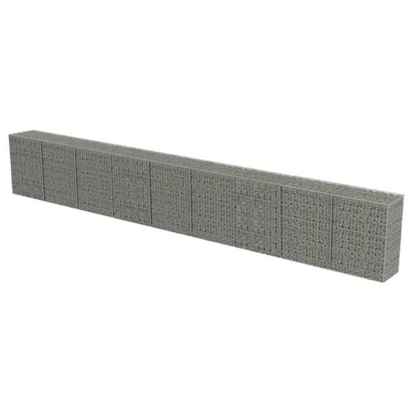 vidaXL gabionvæg med dæksler galvaniseret stål 900 x 50 x 100 cm - Havehegn