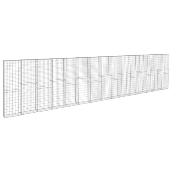 vidaXL gabionvæg med dæksler galvaniseret stål 900 x 50 x 200 cm - Havehegn