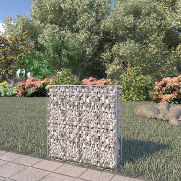 vidaXL gabionvæg med dæksler galvaniseret stål 80 x 20 x 100 cm -  Havehegn