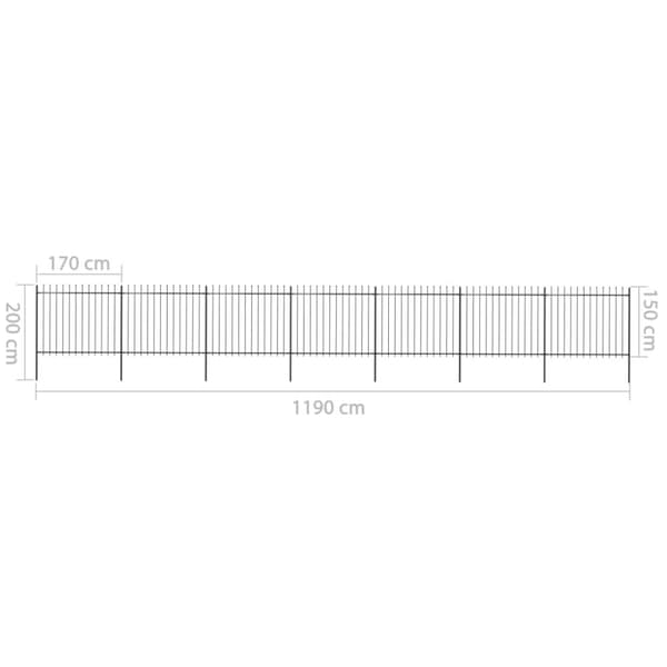 vidaXL Puutarha-aita keihäänkärjillä 11,9x1,5 m teräs musta - Aitapaneelit