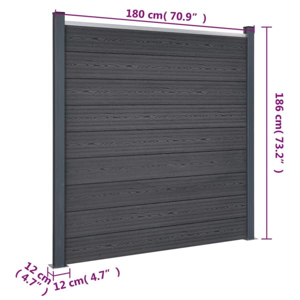 vidaXL hegnspanelsæt 180x186 cm WPC grå -  Havehegn