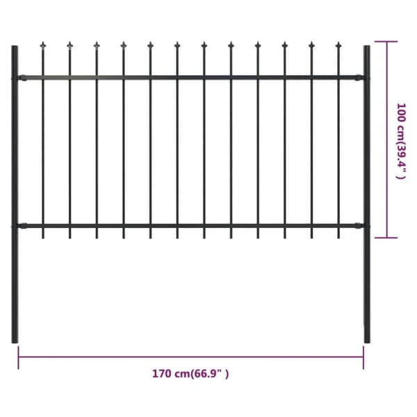 The Living Store havehegn med spydtop 1,7 x 1 m stål sort -  Havehegn