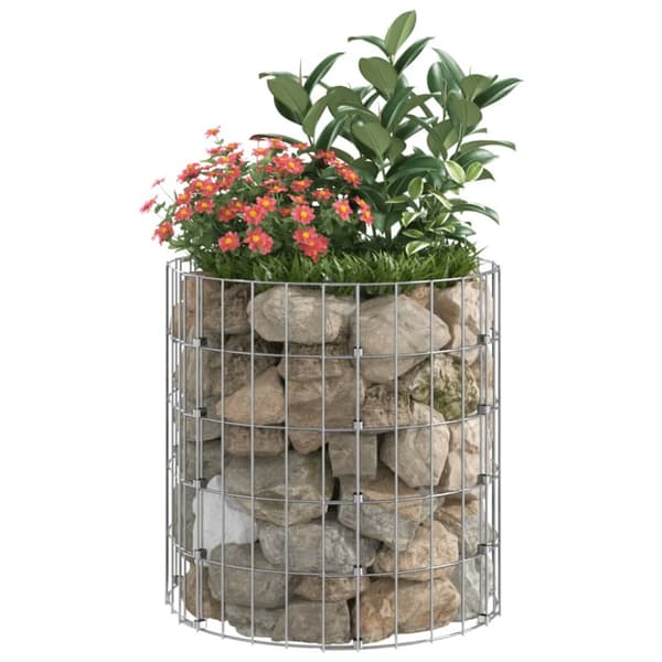 The Living Store gabionsøjle Ø50x50 cm galvaniseret stål rund -  Havehegn