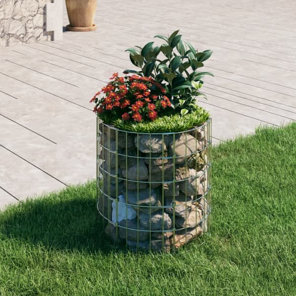 The Living Store gabionsøjle Ø50x50 cm galvaniseret stål rund -  Havehegn