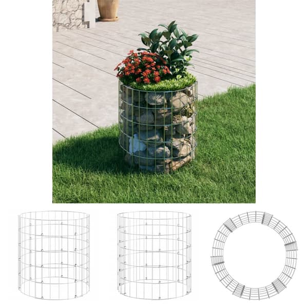 The Living Store gabionsøjle Ø50x50 cm galvaniseret stål rund -  Havehegn