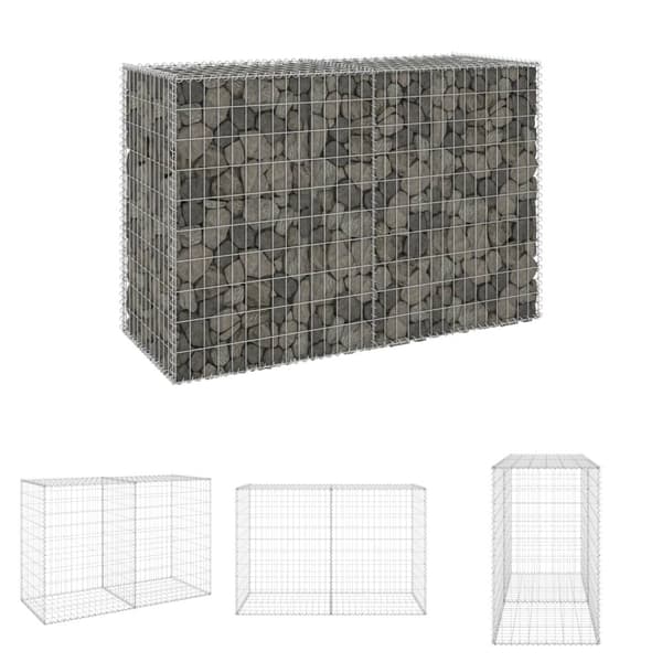The Living Store gabionvæg med dæksler 150x60x100 cm galvaniseret stål -  Havehegn