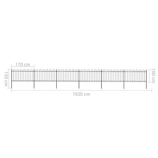 The Living Store havehegn med buet top 10,2 x 1 m sort stål -  Havehegn