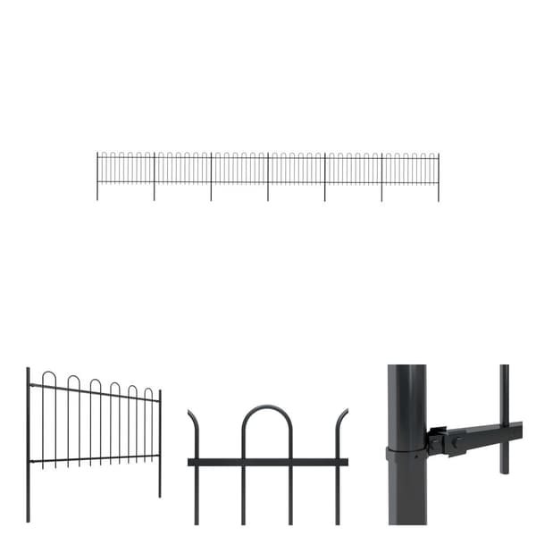 The Living Store havehegn med buet top 10,2 x 1 m sort stål -  Havehegn