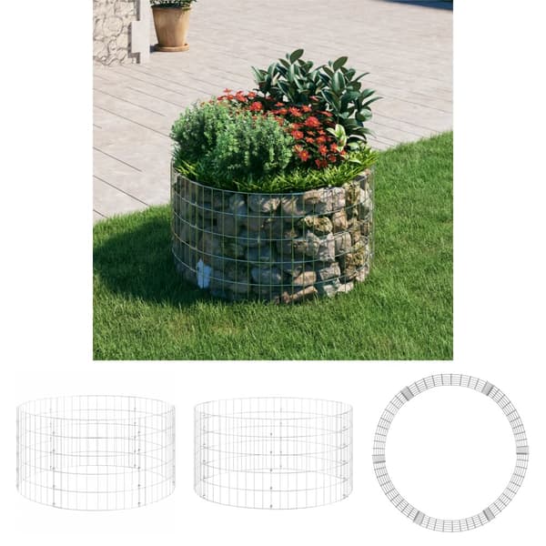 The Living Store gabionsøjle Ø100x50 cm galvaniseret stål rund -  Havehegn