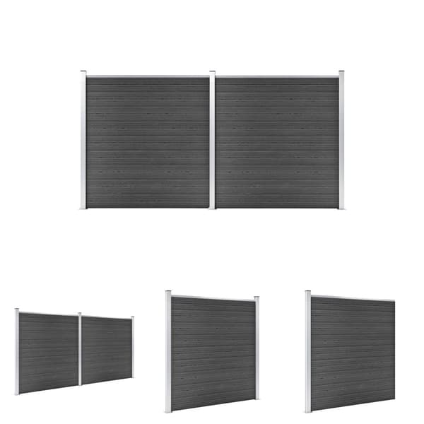 The Living Store hegnspanelsæt 353x186 cm WPC sort -  Havehegn