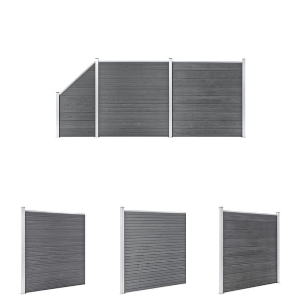 The Living Store Aitasarja 2 paneelia + 1 vinopaneeli WPC 446x186 cm harmaa -  Aitapaneelit