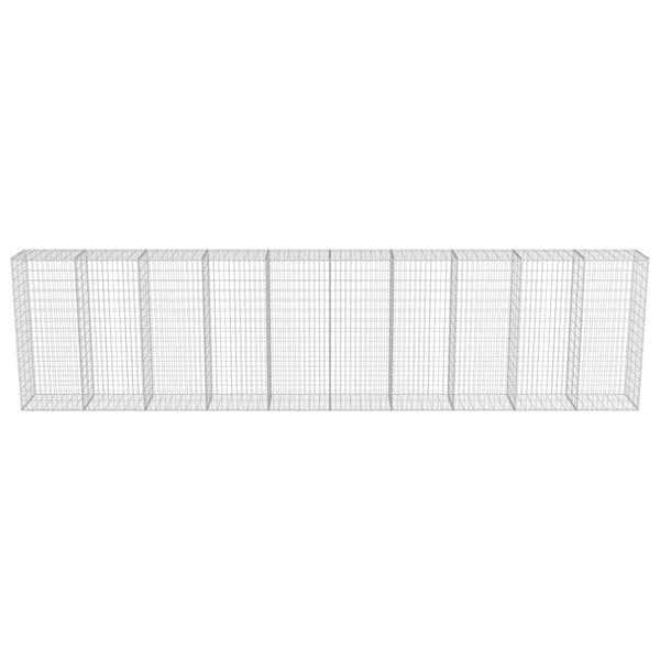 The Living Store Gabion-kivikori kansilla galvanoitu teräs 600x50x150 cm -  Aitapaneelit