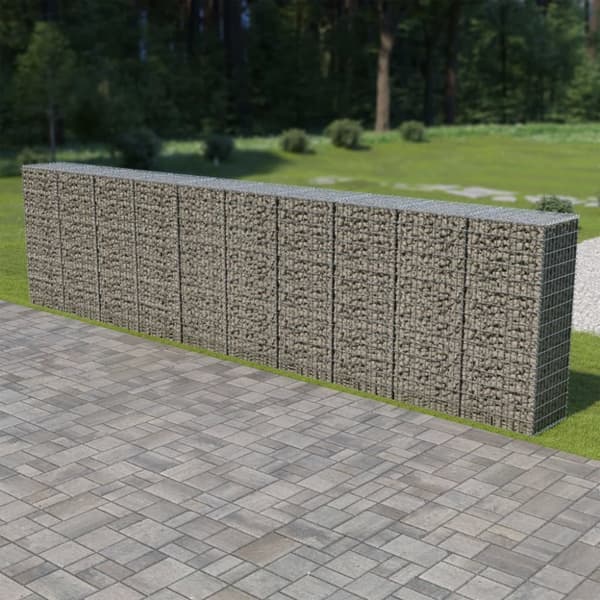 The Living Store Gabion-kivikori kansilla galvanoitu teräs 600x50x150 cm -  Aitapaneelit