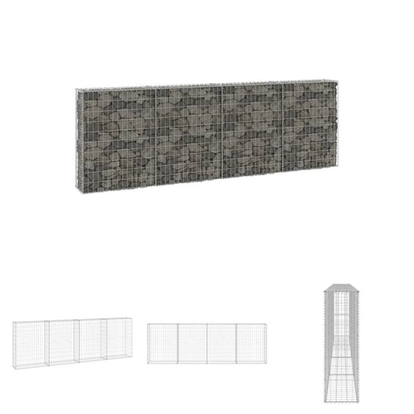 The Living Store Gabion-kivikori kansilla galvanoitu teräs 300x30x100 cm -  Aitapaneelit