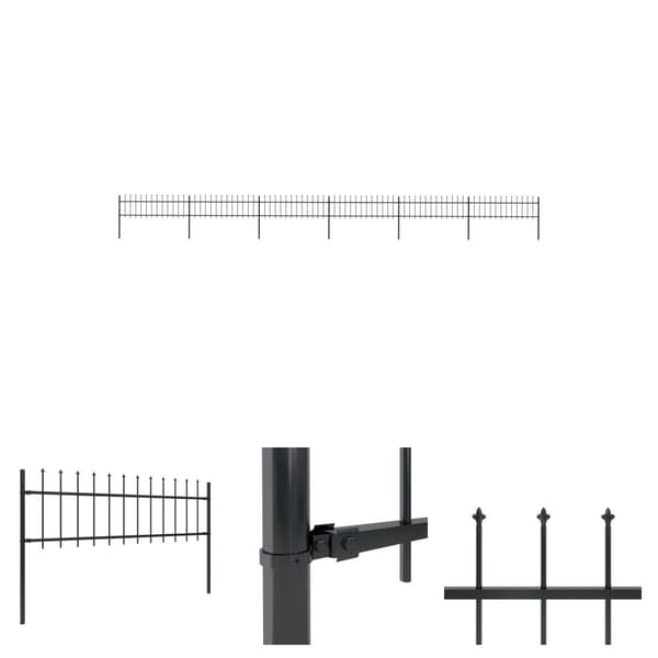 The Living Store havehegn med spydtop 10,2 x 0,6 m sort stål -  Havehegn