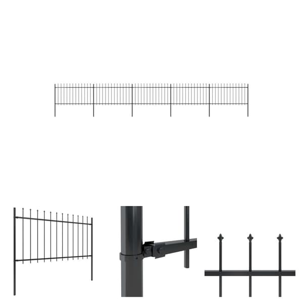 The Living Store havehegn med spydtop 8,5 x 1 m sort stål -  Havehegn