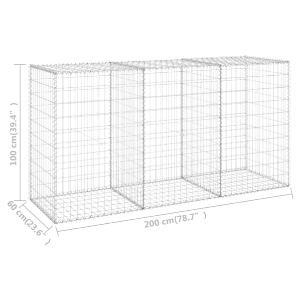 The Living Store Gabionmur i galvaniserat stål 200x60x100 cm -  Staket