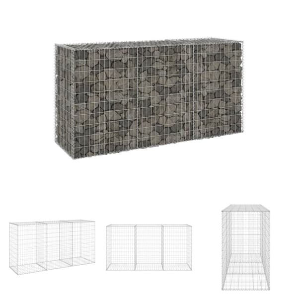 The Living Store Gabion-kivikori kansilla galvanoitu teräs 200x60x100 cm -  Aitapaneelit