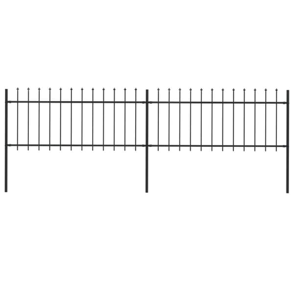 The Living Store havehegn med spydtop 3,4 x 0,8 m sort stål - Havehegn