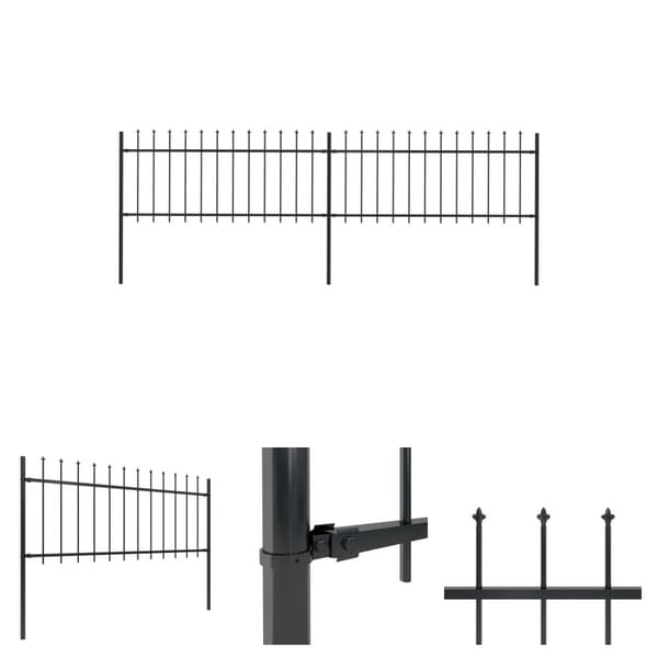The Living Store havehegn med spydtop 3,4 x 0,8 m sort stål -  Havehegn
