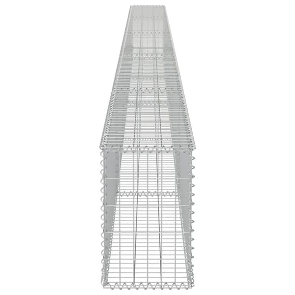 The Living Store gabionvæg med dæksler galvaniseret stål 600 x 30 x 50 cm -  Havehegn