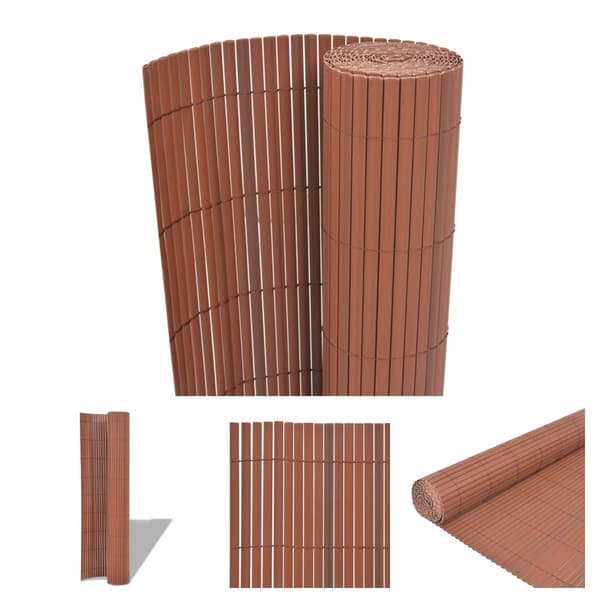 The Living Store Dubbelsidigt insynsskydd PVC 90x300 cm brun -  Staket