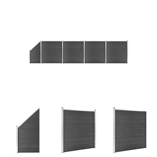 The Living Store hegnspanelsæt 792x(105-186) cm WPC sort -  Havehegn