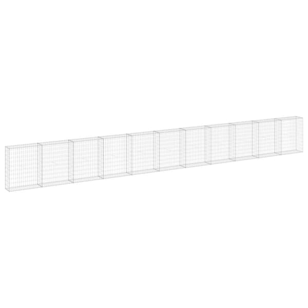The Living Store gabionvæg med dæksler 900x30x100 cm galvaniseret stål -  Havehegn