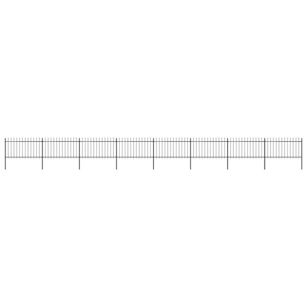 The Living Store havehegn med spydtop 13,6 x 1 m sort stål -  Havehegn