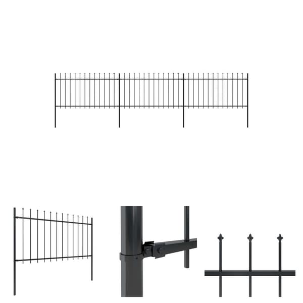 The Living Store havehegn med spydtop 5,1 x 1 m sort stål -  Havehegn