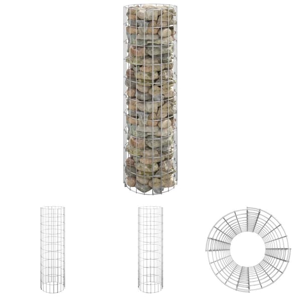 The Living Store gabionsøjle Ø30x100 cm galvaniseret stål rund -  Havehegn
