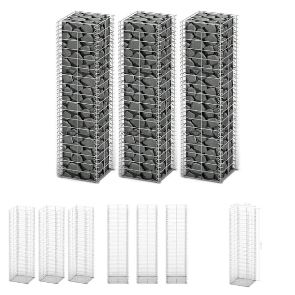 The Living Store Gabion-/kivikorisarja 3kpl galvanoitu vaijeri 25x25x100cm -  Aitapaneelit