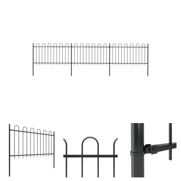 The Living Store havehegn med buet top 5,1 x 1 m sort stål -  Havehegn