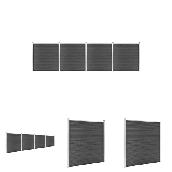The Living Store Staketpanel WPC 699x186 cm svart -  Staket