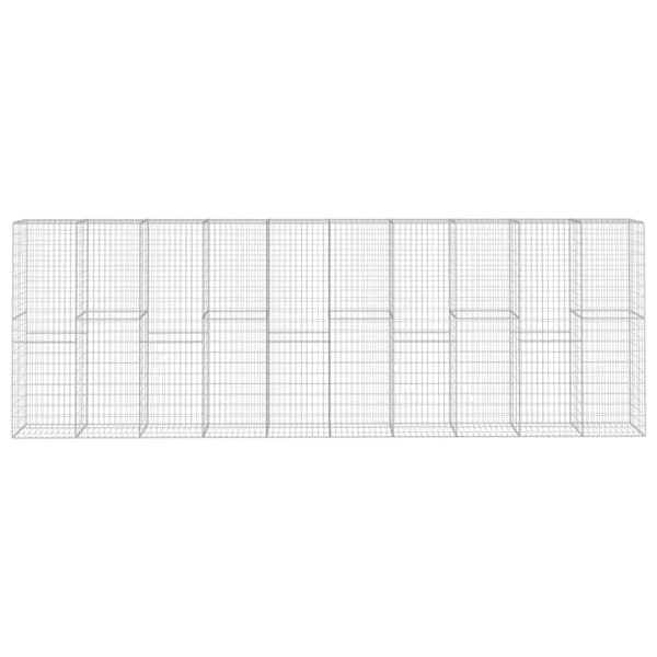 The Living Store gabionvæg med dæksler galvaniseret stål 600 x 50 x 200 cm - Havehegn