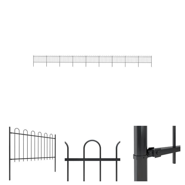 The Living Store havehegn med buet top 15,3 x 1 m sort stål -  Havehegn