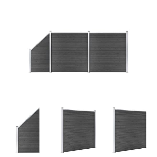 The Living Store hegnspanelsæt 446x(105-186) cm WPC sort -  Havehegn
