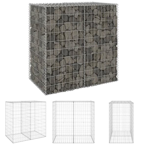 The Living Store gabionvæg med dæksler 100x60x100 cm galvaniseret stål -  Havehegn