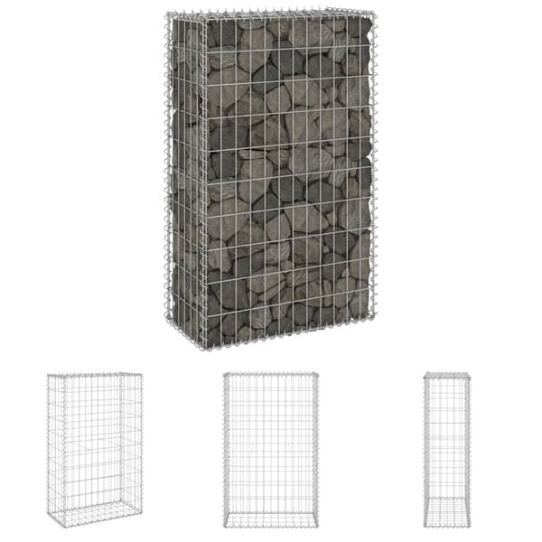 The Living Store Gabion-kivikori kansilla galvanoitu teräs 60x30x100 cm -  Aitapaneelit