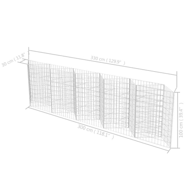 The Living Store Gabionkorg galvaniserat stål 300x30x100 cm -  Staket