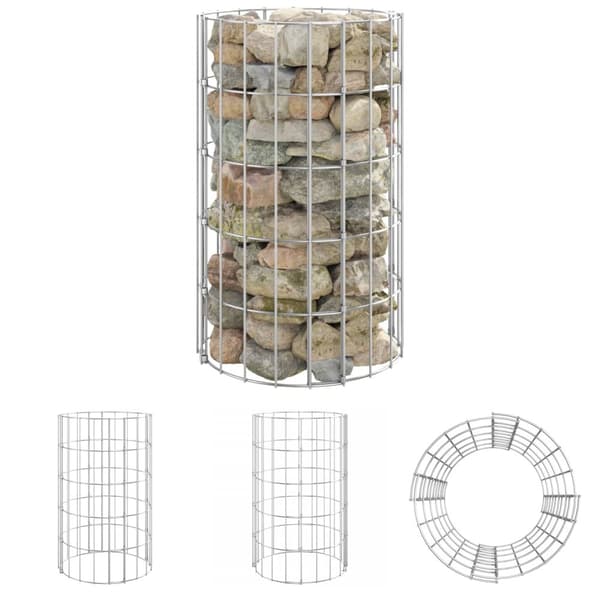 The Living Store gabionsøjle Ø30x50 cm galvaniseret stål rund - Havehegn