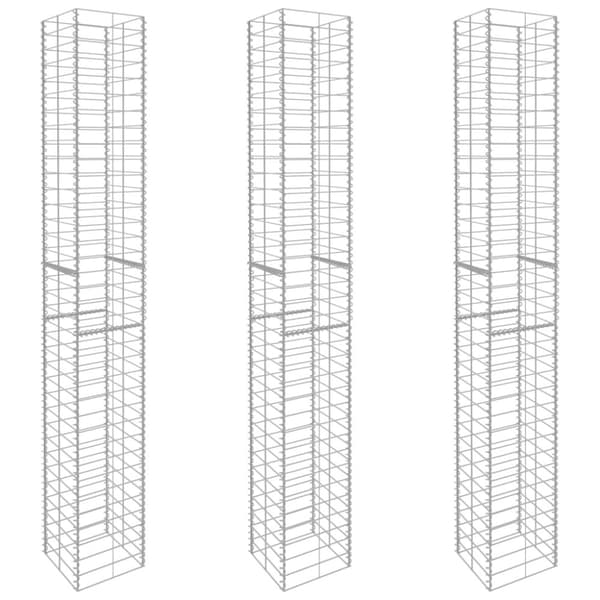 The Living Store gabionkurve 3 stk. 25 x 25 x 197 cm galvaniseret stål - Havehegn