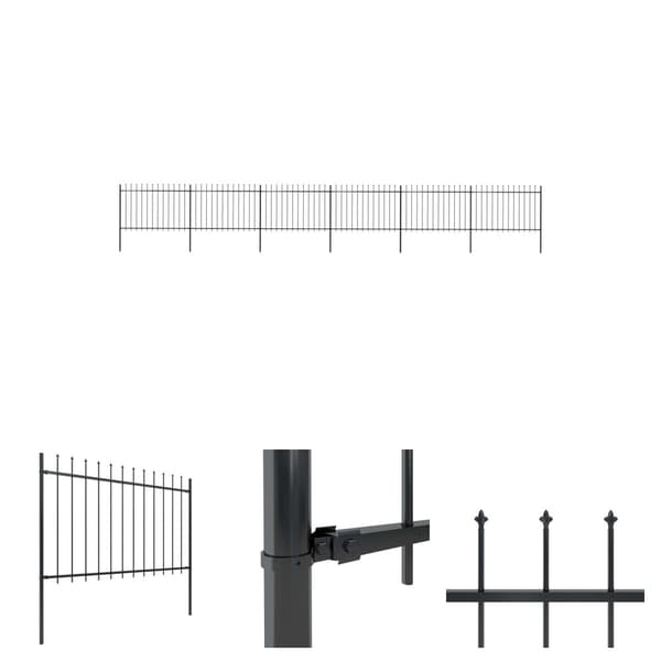 The Living Store Puutarha-aita keihäskärjillä 10,2x1,2 m teräs musta -  Aitapaneelit