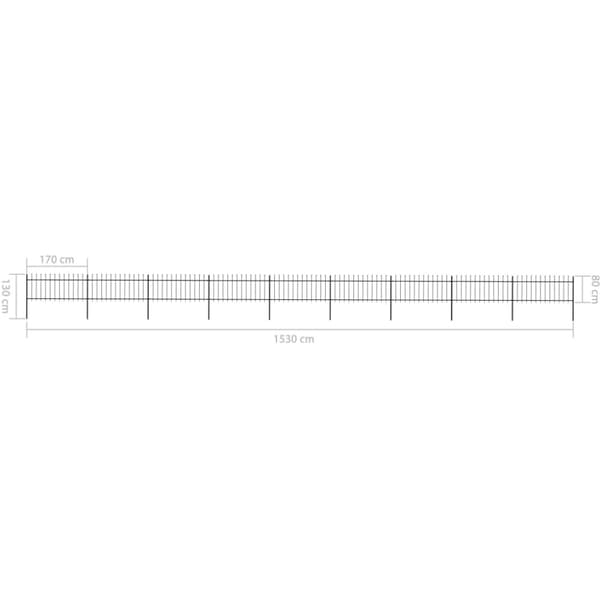 The Living Store havehegn med spydspids 15,3 x 0,8 m stål sort - Havehegn