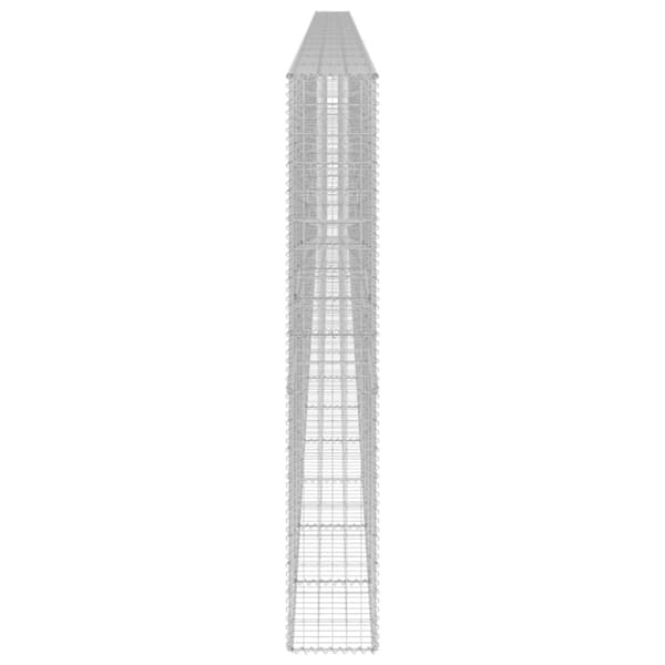 The Living Store gabionvæg med dæksler 900x30x200 cm galvaniseret stål - Havehegn