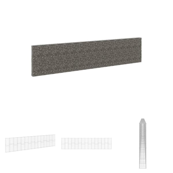 The Living Store gabionvæg med dæksler 900x30x200 cm galvaniseret stål -  Havehegn