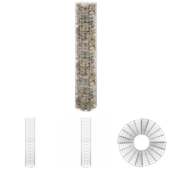 The Living Store gabionsøjle Ø30x150 cm galvaniseret stål rund -  Havehegn