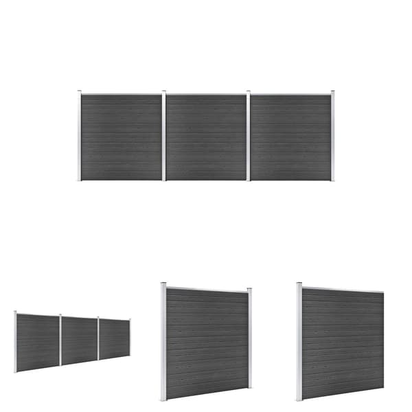 The Living Store hegnspanelsæt 526x186 cm WPC sort -  Havehegn